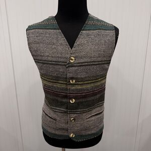 VTG 90's Paragraff Clothing Co. Men's Large Multicolor Striped Button-Front Vest